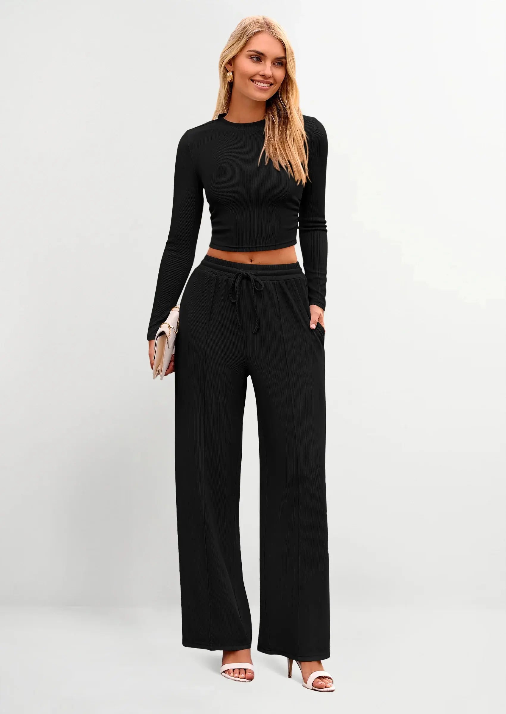 Black Luxe Loungewear Set Sylvia Rae