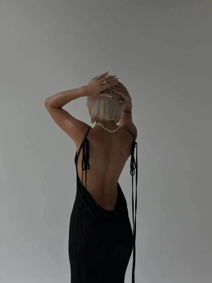 Black Backless Maxi Dress Sylvia Rae