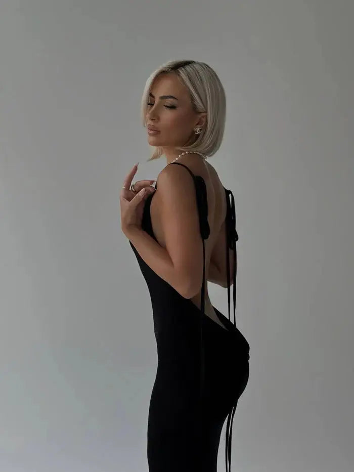Black Backless Maxi Dress Sylvia Rae