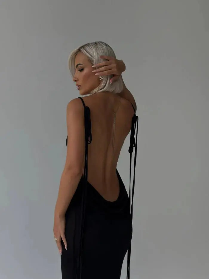 Black Backless Maxi Dress Sylvia Rae