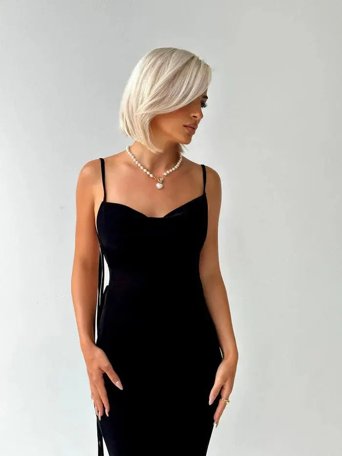 Black Backless Maxi Dress Sylvia Rae