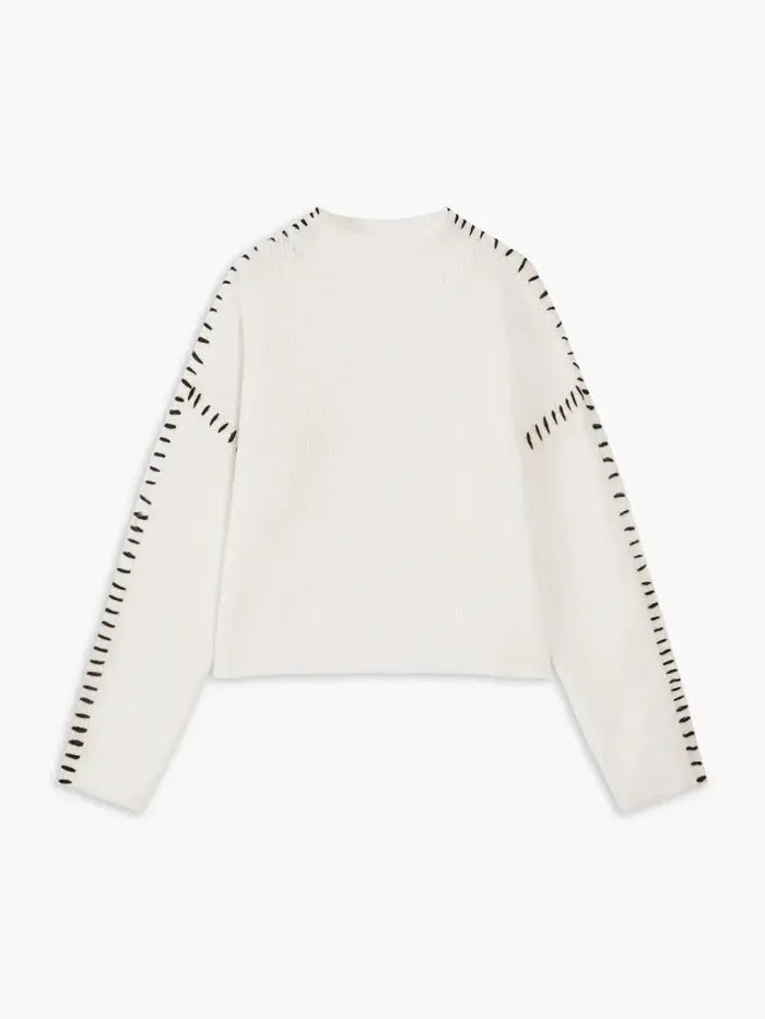 Contrast Stitch Knit Sweater Sylvia Rae