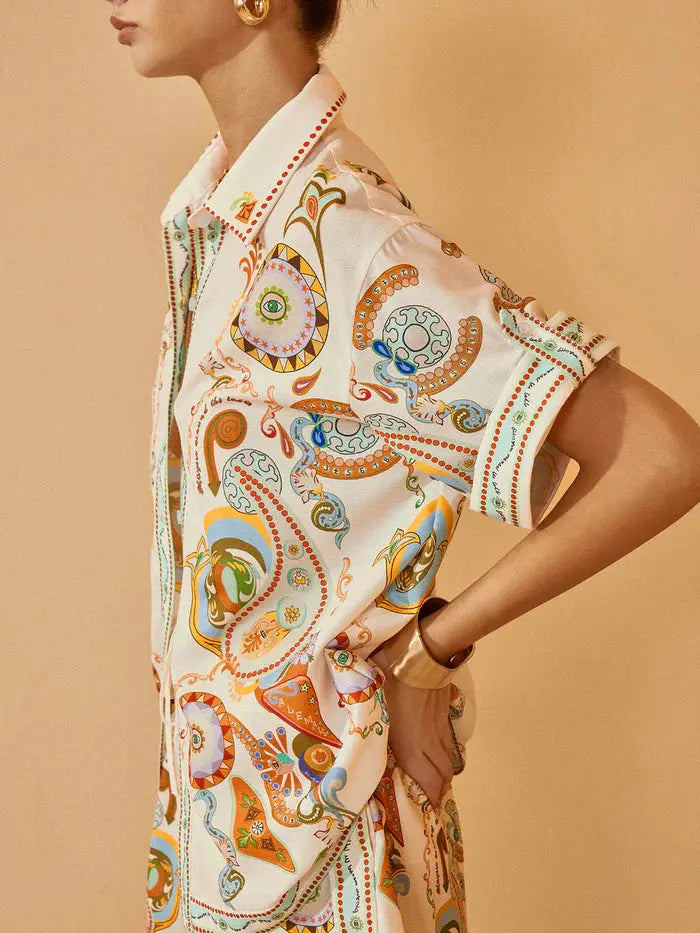 Polo Print Half Sleeve Set Sylvia Rae