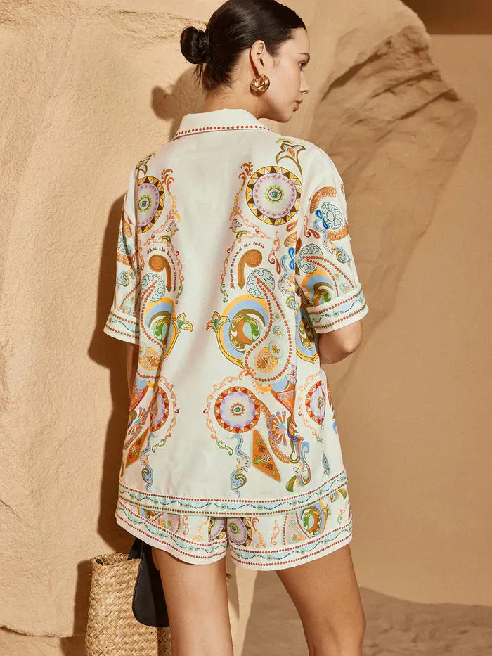 Polo Print Half Sleeve Set Sylvia Rae