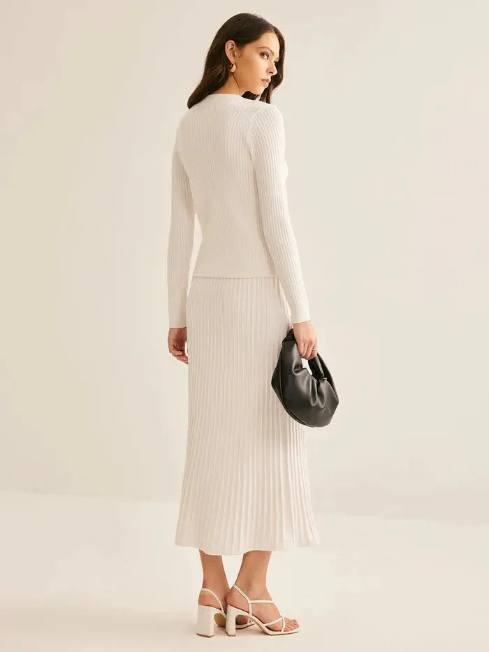 Pleated Sweater Set Sylvia Rae