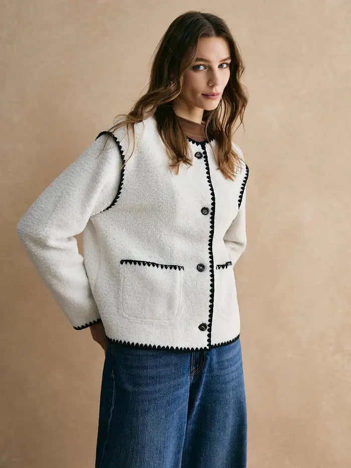 Contrast Trim Bouclé Jacket Sylvia Rae