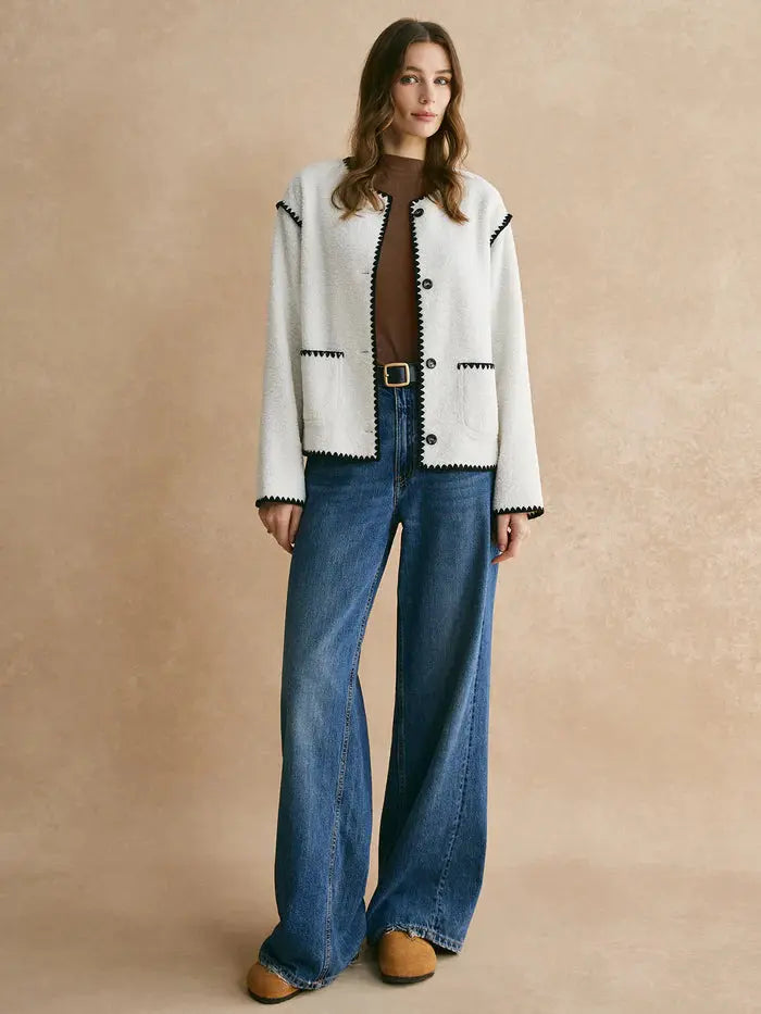 Contrast Trim Bouclé Jacket Sylvia Rae