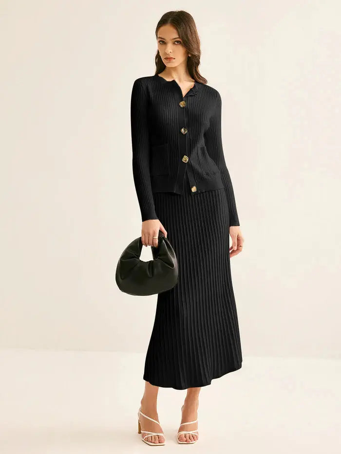 Pleated Sweater Set Sylvia Rae