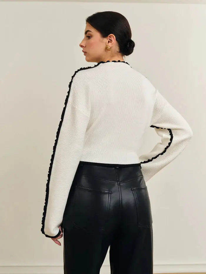 Contrast Stitch Knit Sweater Sylvia Rae