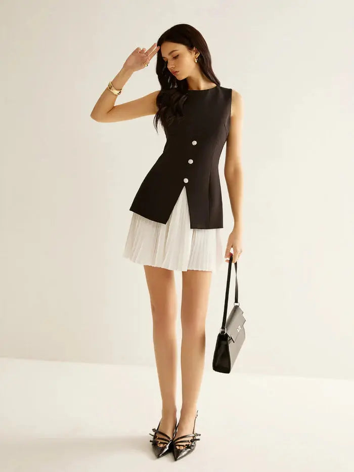 Color Block Pleated Dress Sylvia Rae