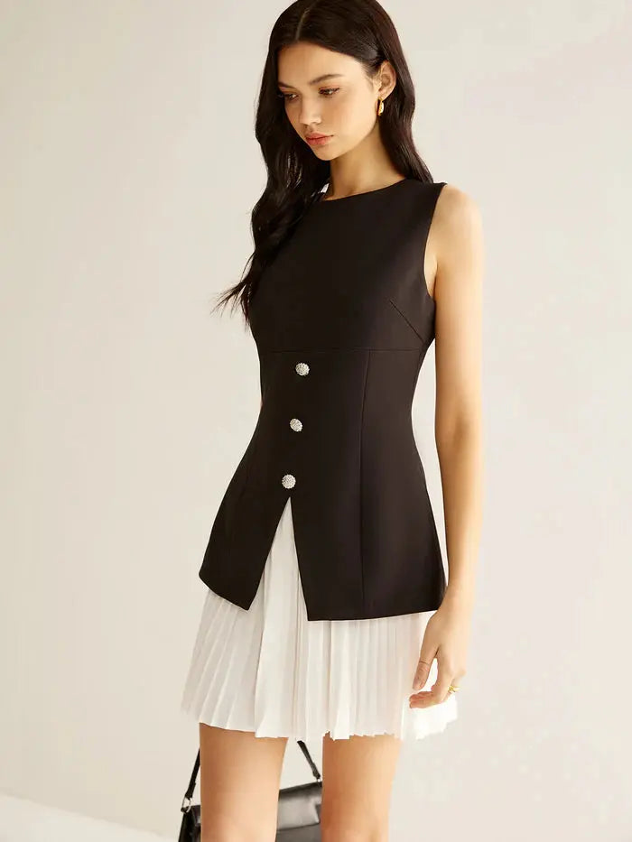 Color Block Pleated Dress Sylvia Rae