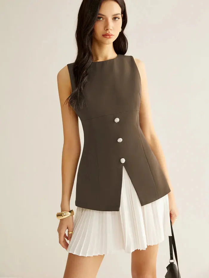 Color Block Pleated Dress Sylvia Rae