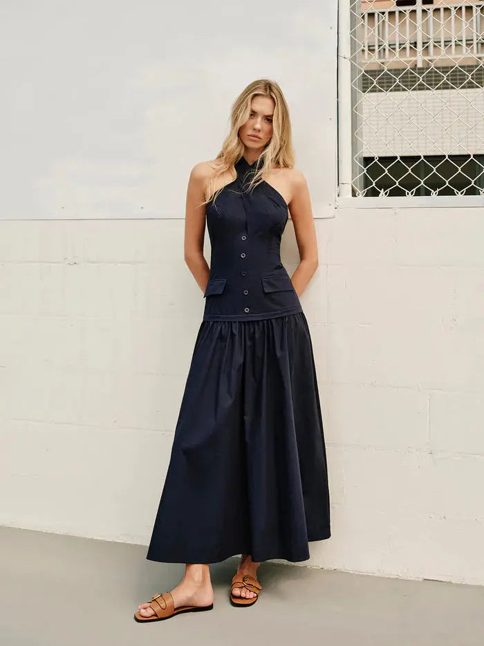 Halter Cross-Collar Dress Sylvia Rae