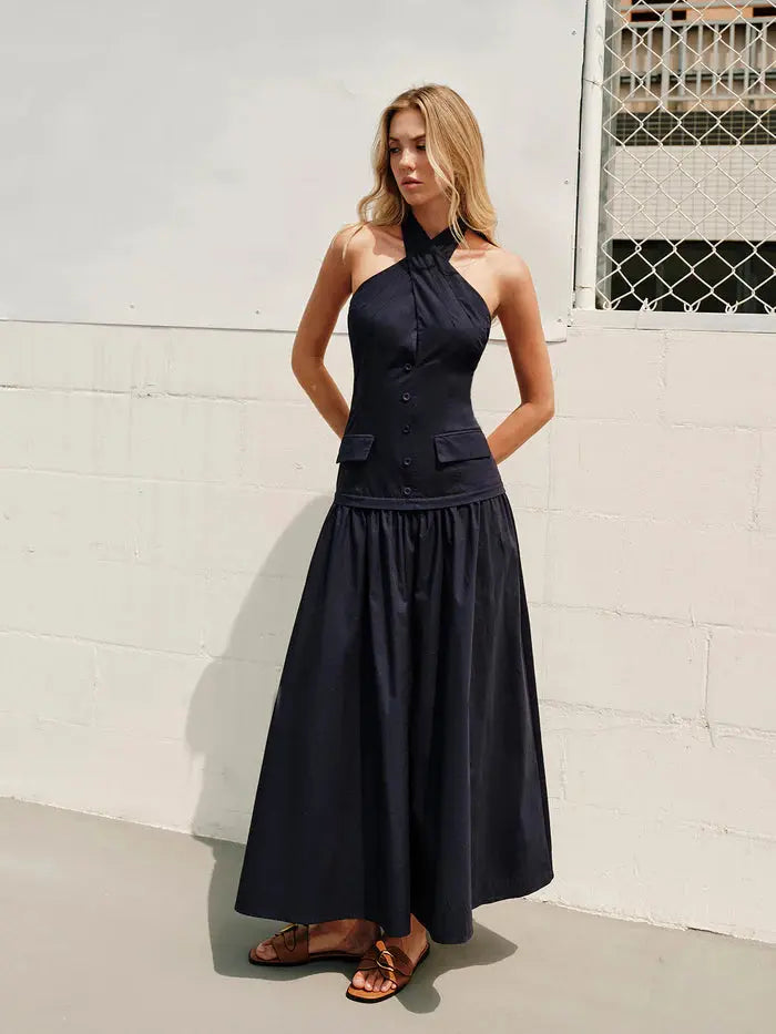 Halter Cross-Collar Dress Sylvia Rae