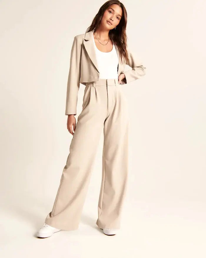 Beige Wide-Leg Pants Sylvia Rae