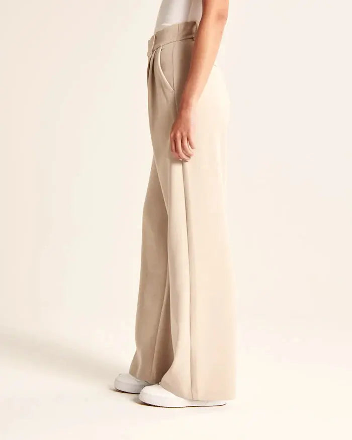 Beige Wide-Leg Pants Sylvia Rae