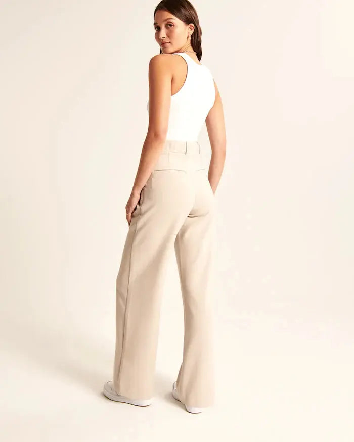 Beige Wide-Leg Pants Sylvia Rae