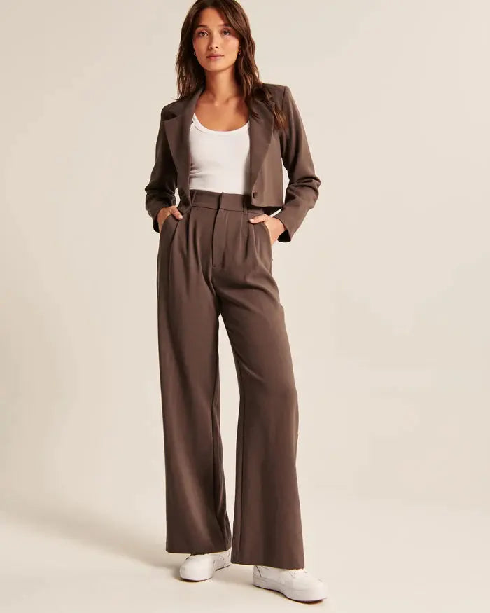 Mocha Wide-Leg Pants Sylvia Rae