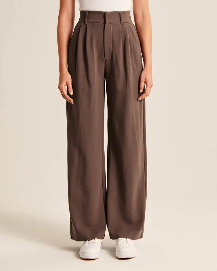 Mocha Wide-Leg Pants Sylvia Rae