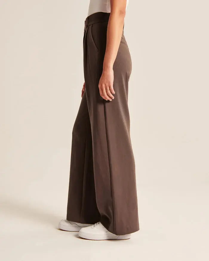Mocha Wide-Leg Pants Sylvia Rae