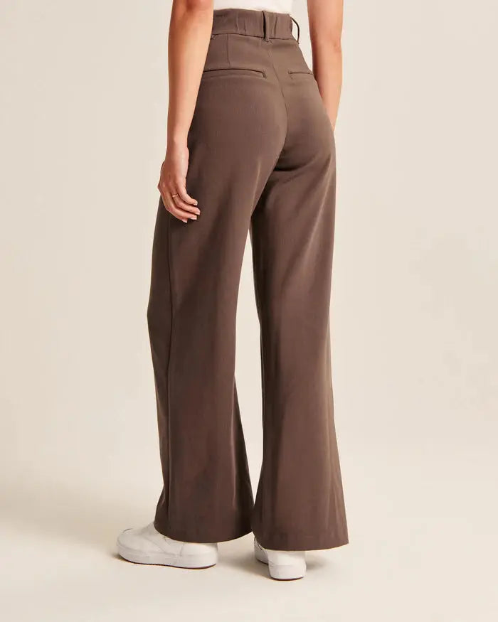 Mocha Wide-Leg Pants Sylvia Rae