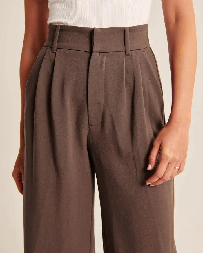 Mocha Wide-Leg Pants Sylvia Rae