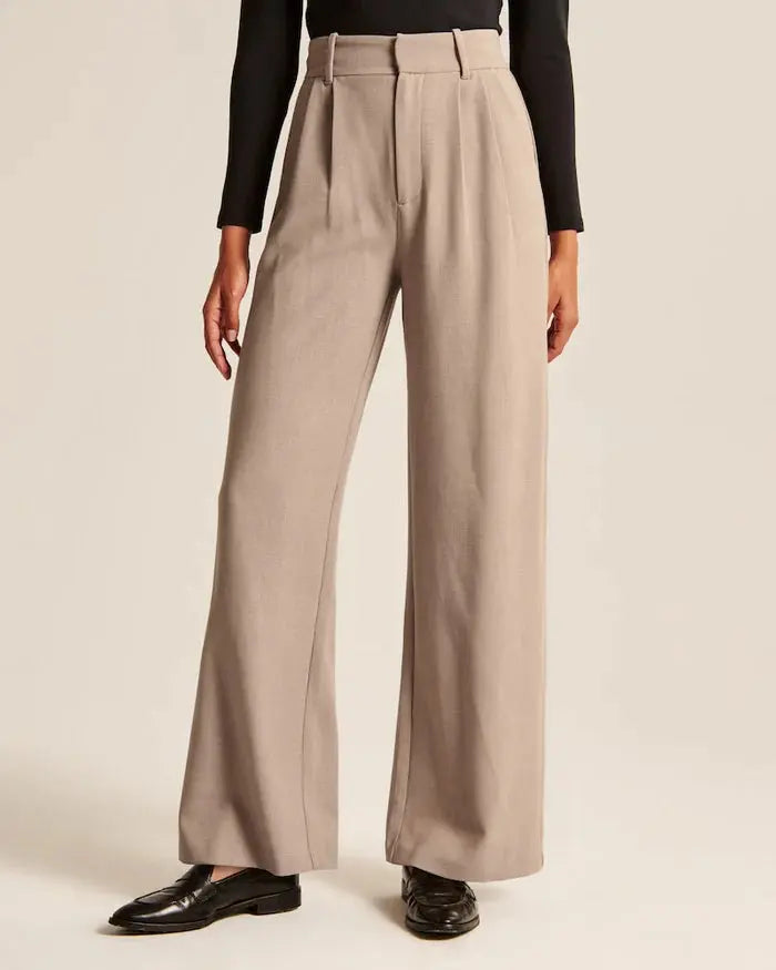Taupe Wide-Leg Pants Sylvia Rae