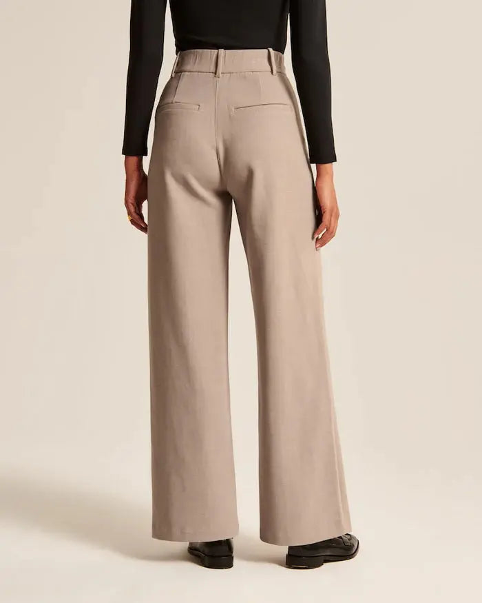 Taupe Wide-Leg Pants Sylvia Rae