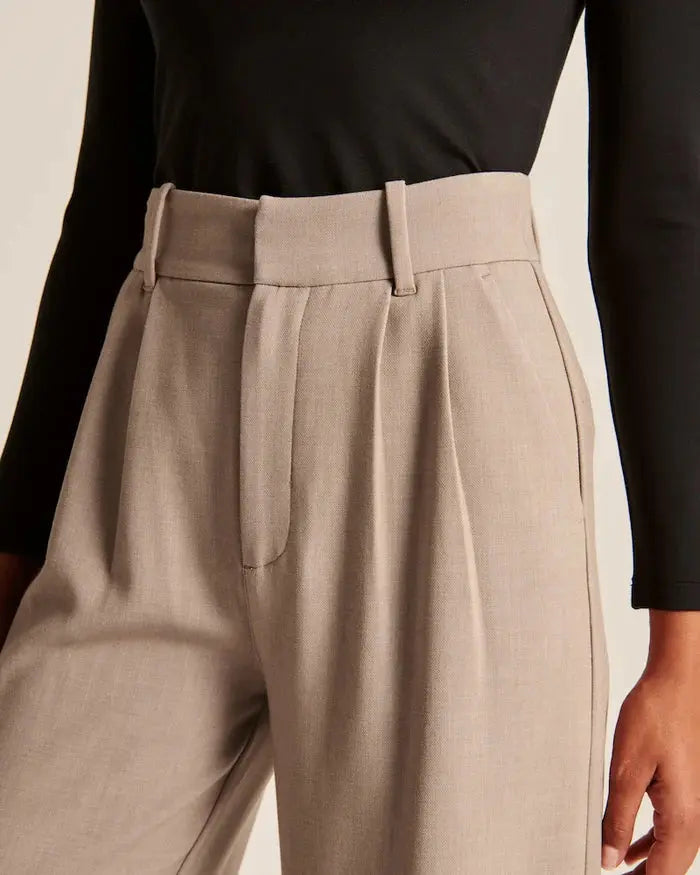 Taupe Wide-Leg Pants Sylvia Rae