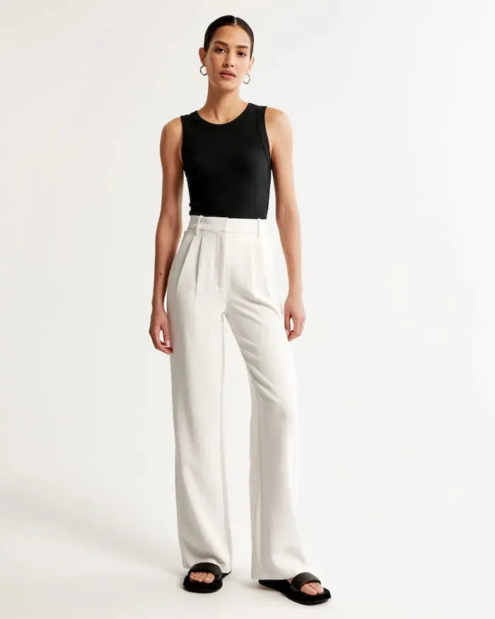 White Wide-Leg Pants Sylvia Rae