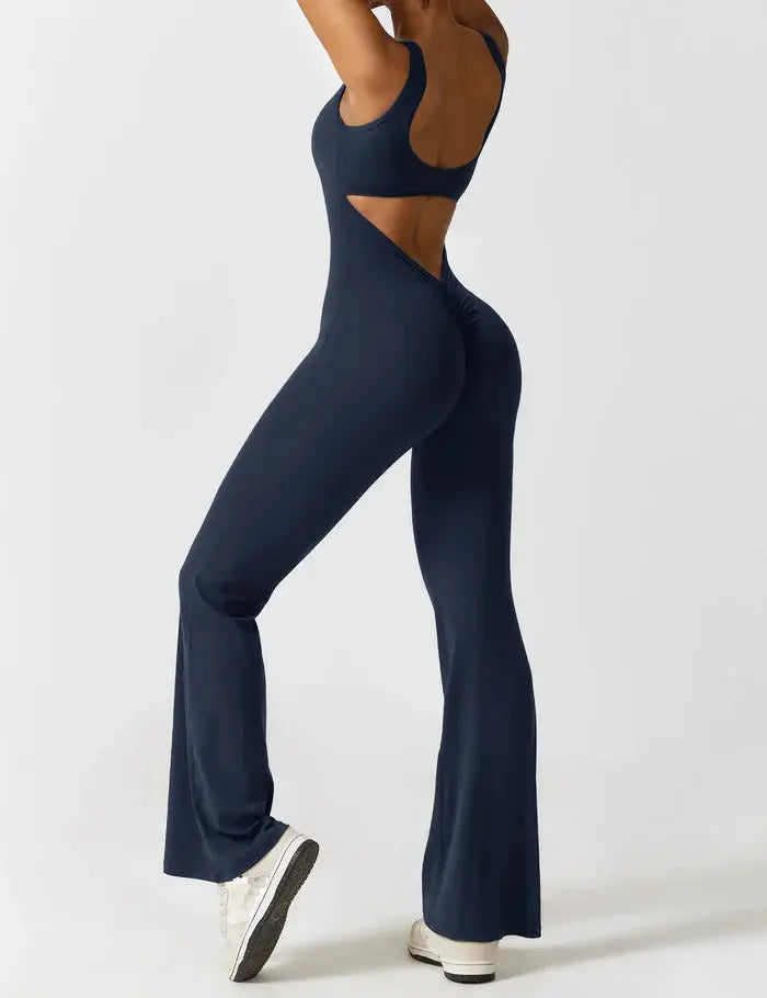 Navy Flared Jumpsuit Sylvia Rae
