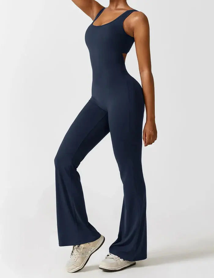 Navy Flared Jumpsuit Sylvia Rae