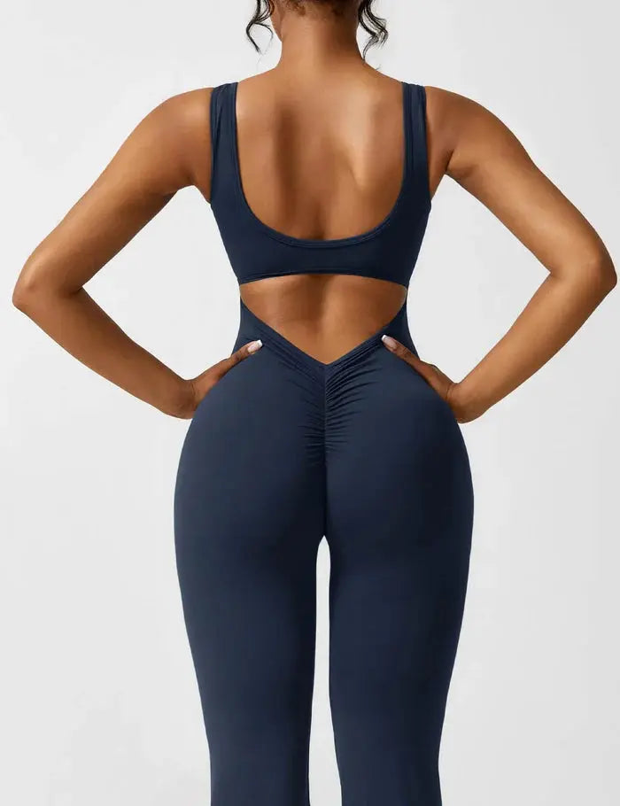 Navy Flared Jumpsuit Sylvia Rae