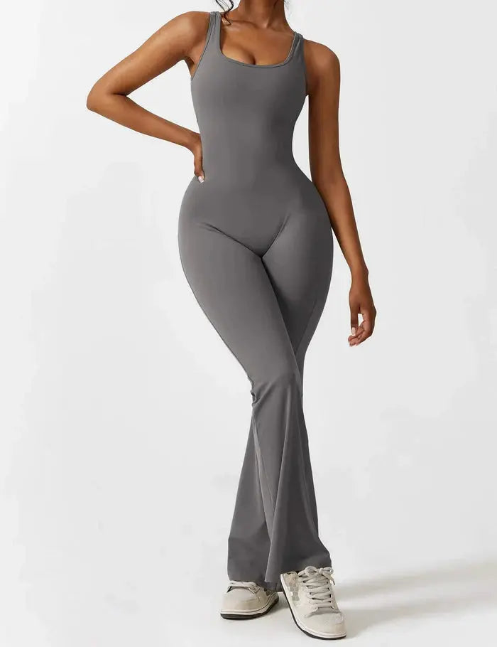 Gray Flared Jumpsuit Sylvia Rae