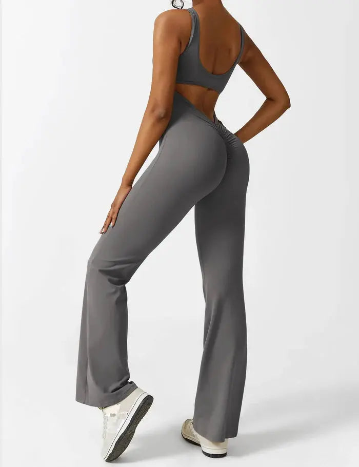 Gray Flared Jumpsuit Sylvia Rae