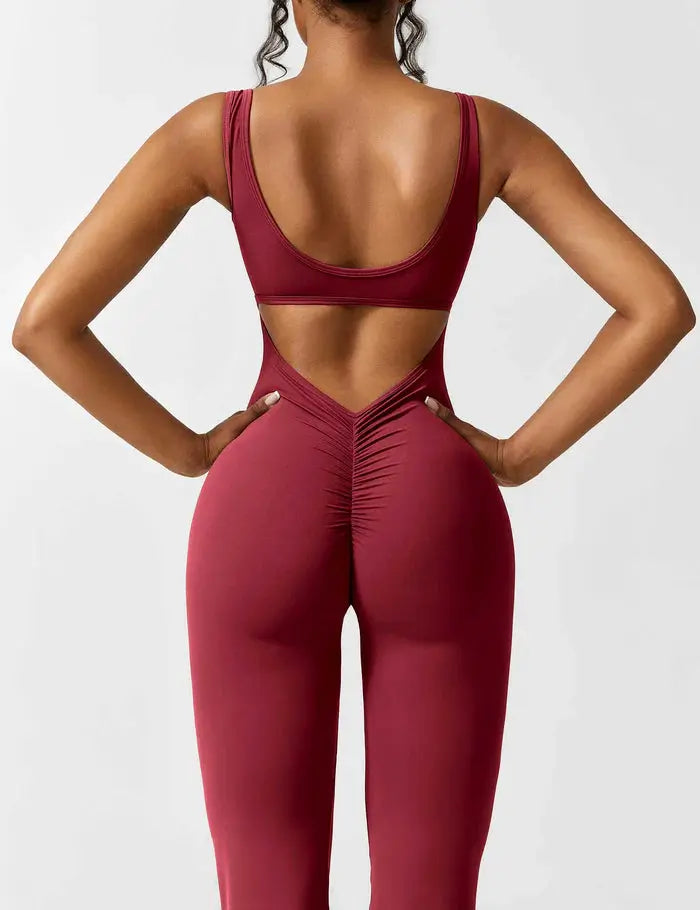 Burgundy Flared Jumpsuit Sylvia Rae