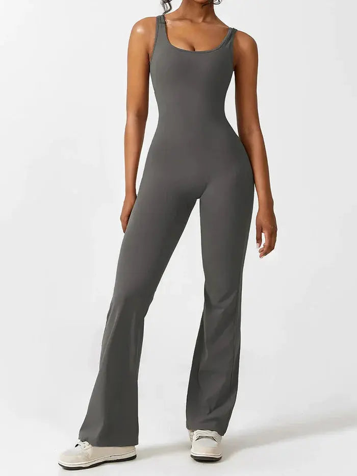 Gray Flared Jumpsuit Sylvia Rae