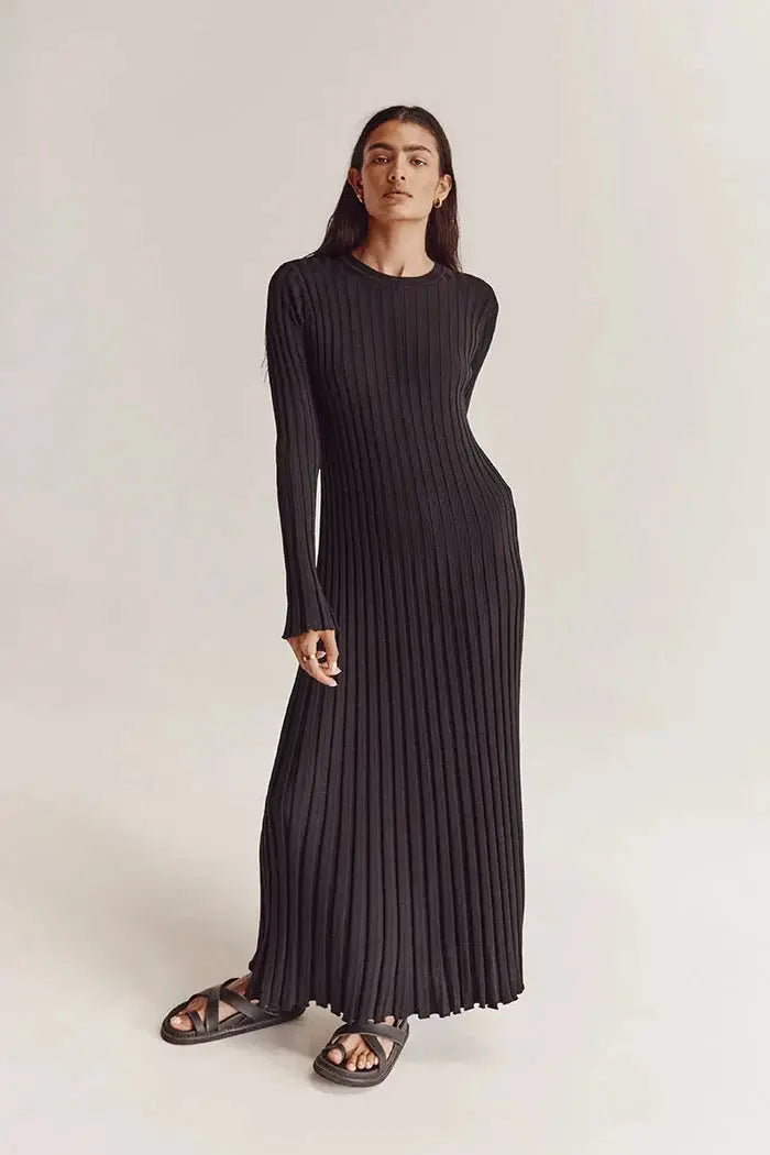 Crewneck Knit Maxi Dress Sylvia Rae