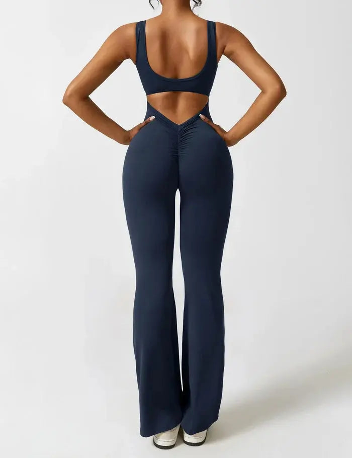 Navy Flared Jumpsuit Sylvia Rae