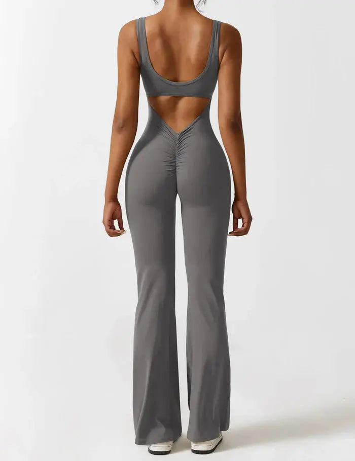 Gray Flared Jumpsuit Sylvia Rae