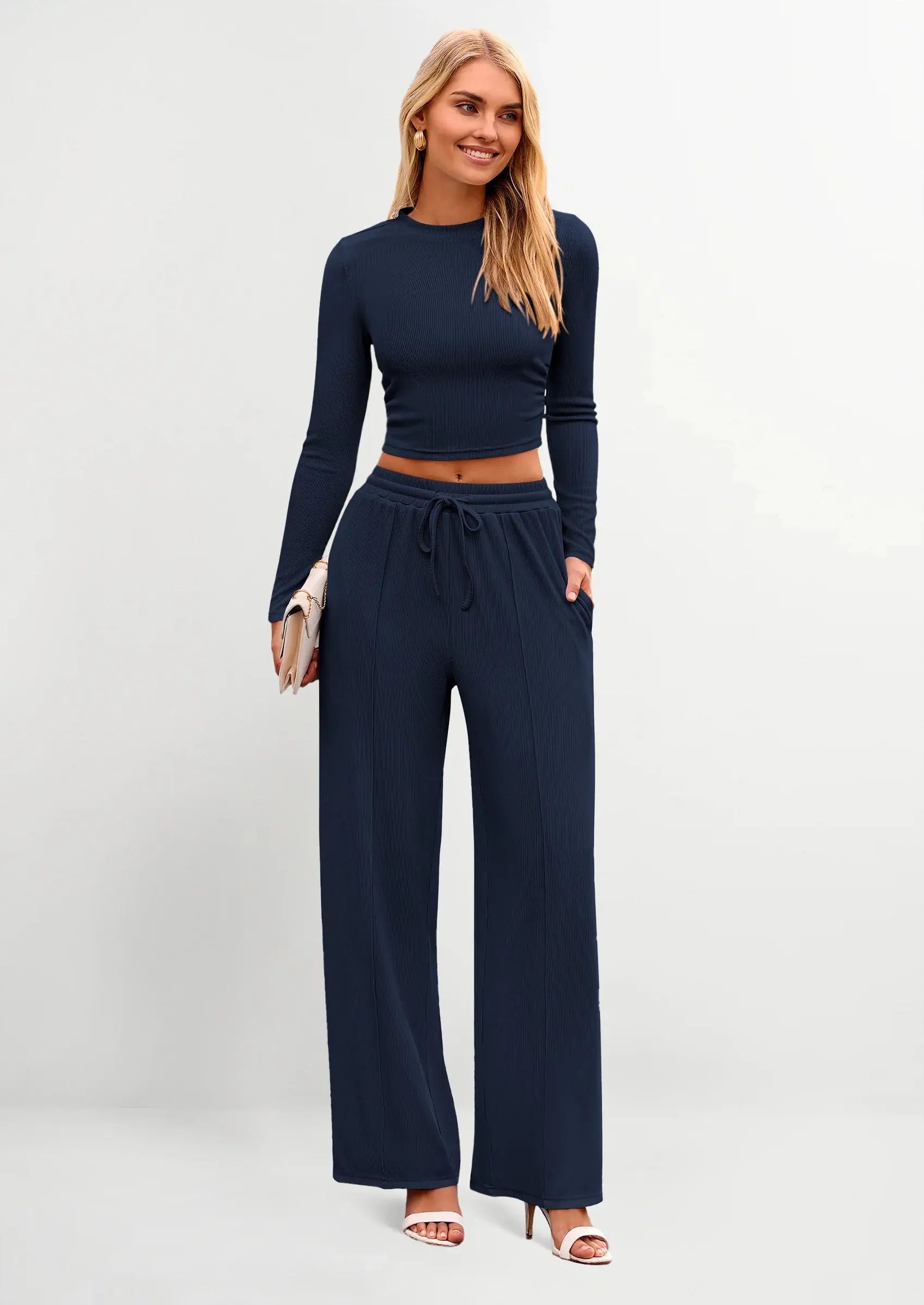 Navy Luxe Loungewear Set Sylvia Rae