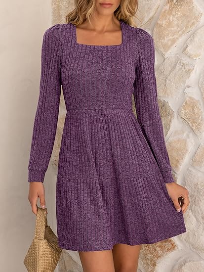Violet Long-Sleeve Knit Dress