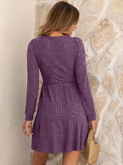 Violet Long-Sleeve Knit Dress