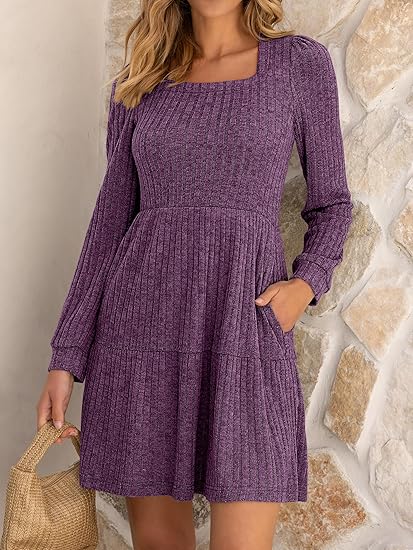 Violet Long-Sleeve Knit Dress