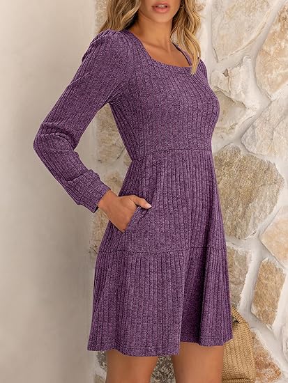 Violet Long-Sleeve Knit Dress