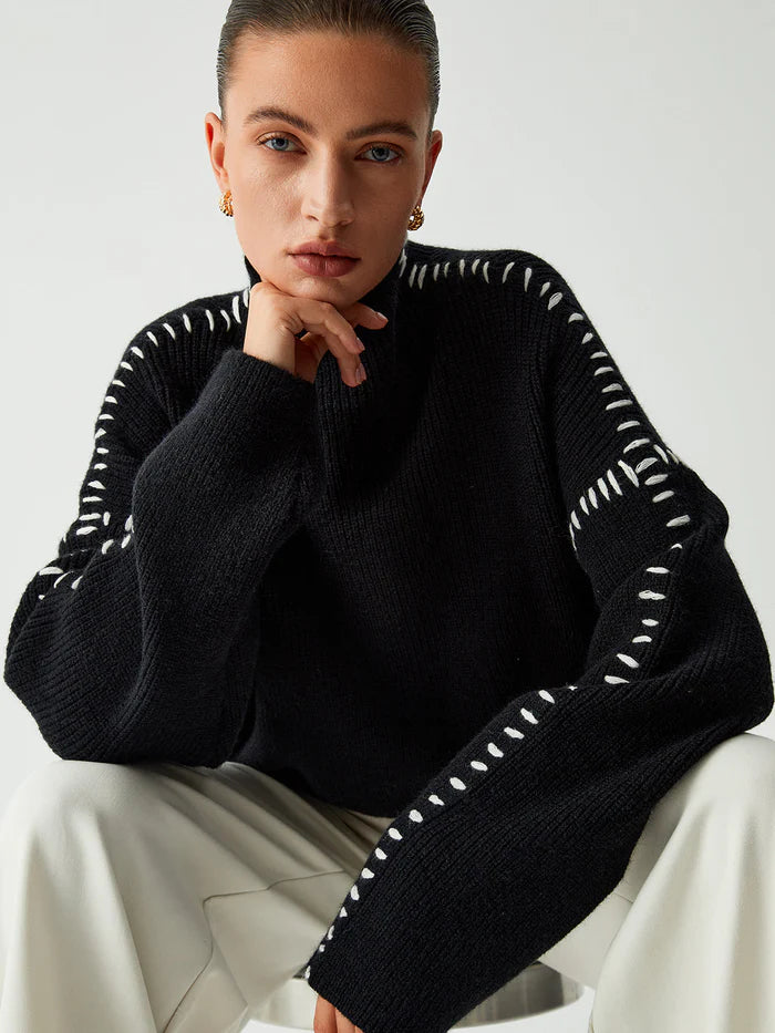 Contrast Stitch Knit Sweater
