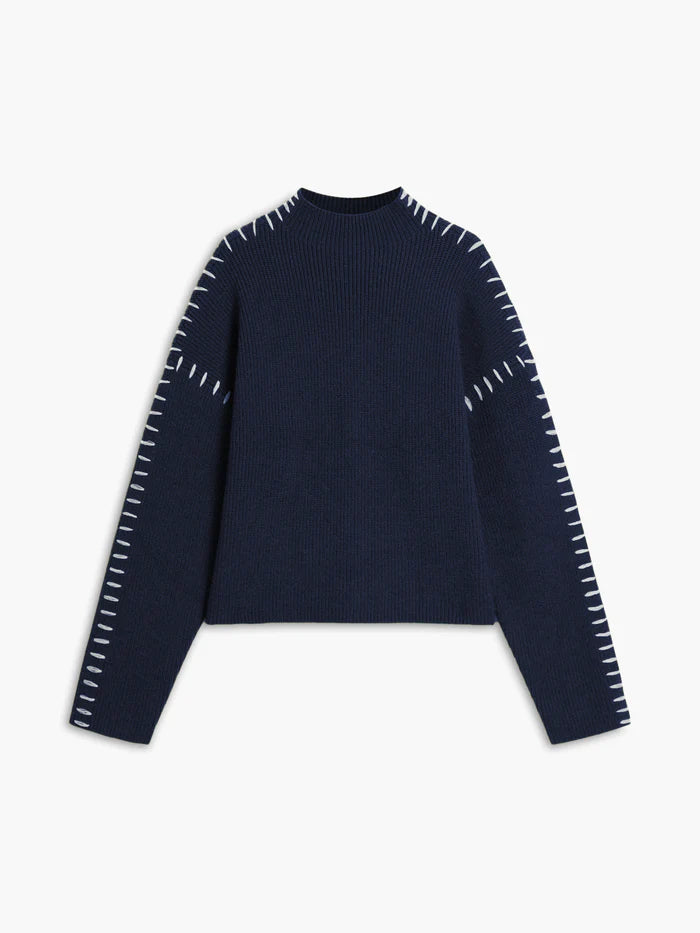 Contrast Stitch Knit Sweater