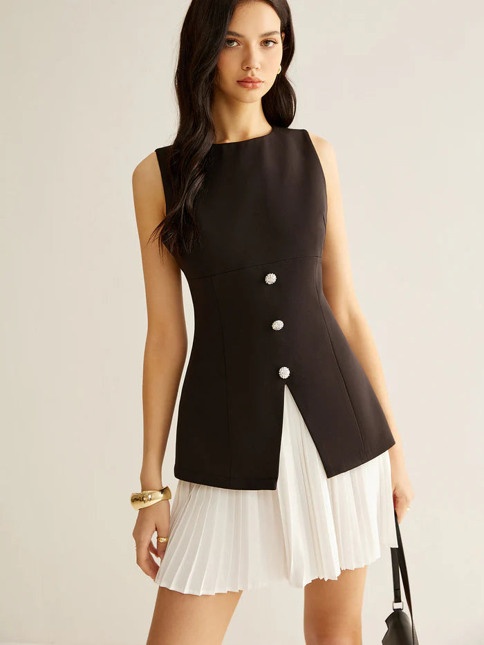 Color Block Pleated Dress