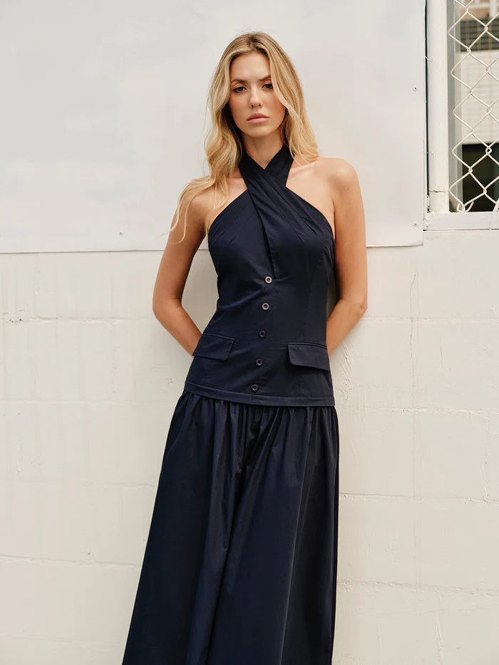 Halter Cross-Collar Dress