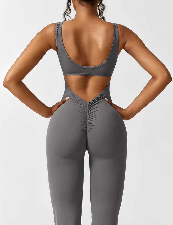 Gray Flared Jumpsuit